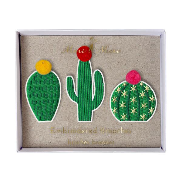 Cacti Embroidered Brooches