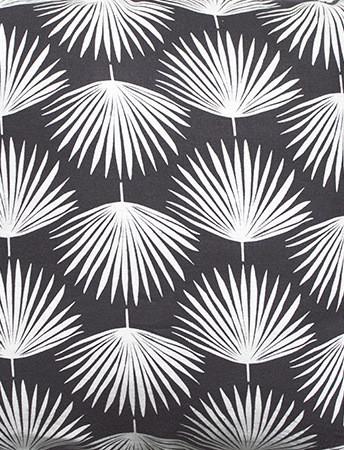 Two Napkins - White Palm Leaf on Black Linen