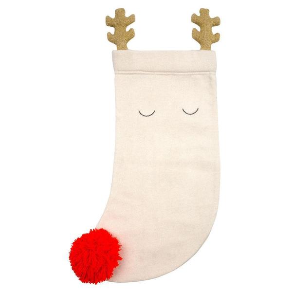 Knitted Reindeer Stocking